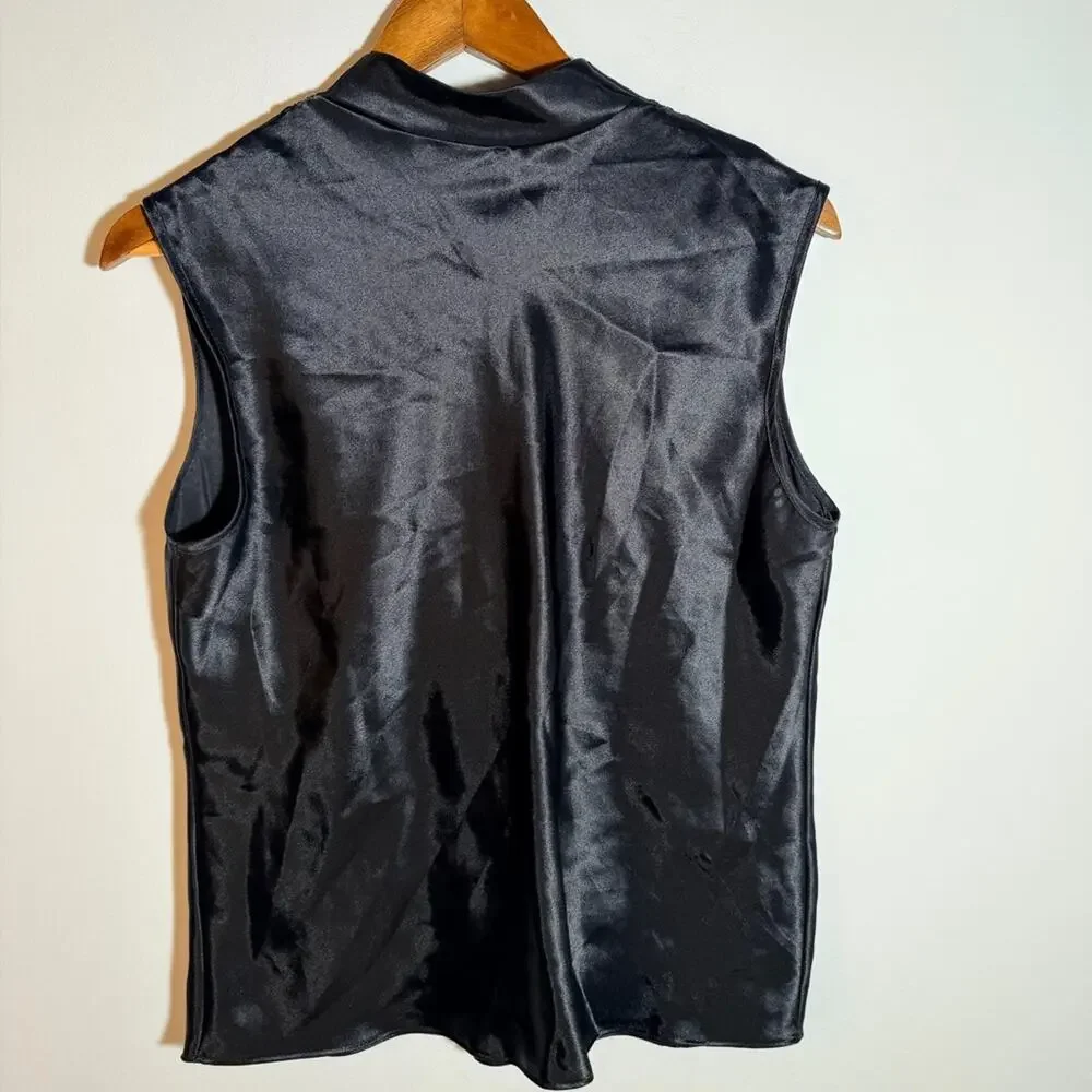 Vintage 80’s Elegant Black Satin Drape Top - Picture 3 of 5